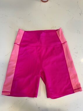High-Waist Pink Colorblock Bike Shorts
